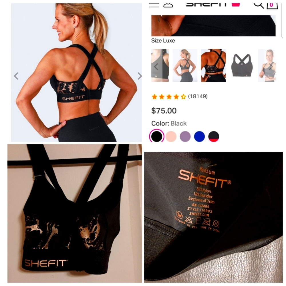 (1) SHEFIT MEDIUM IMPACT SPORTS BRA BLACK